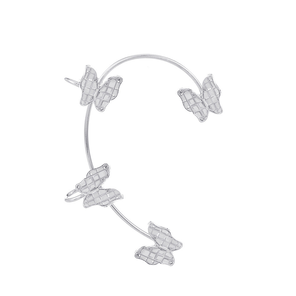 Venta al por mayor Pendientes de aleación de manguito de oreja de mariposa de diamante